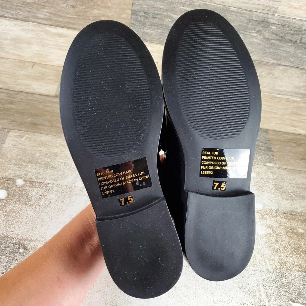 Steve Madden Madison Loafer Shoes Women Sz 7.5 M Black Leather Slip On Round Toe